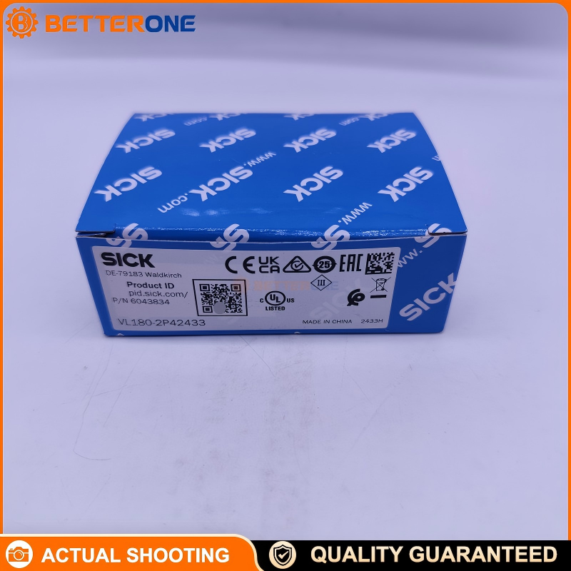 SICK VL180-2P42433 (6043834) V180 Retro-reflective Photoelectric Sensor, M18 metal housing, red light 645nm, 0.05–4.5m (max 5.5m), PNP light/dark switching, 10–30VDC, M12 4-pin, IP67, includes P250 reflector