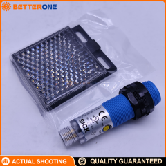 SICK VL180-2P42436 V180 Retro-reflective Photoelectric Sensor (dual lens), 0.05–6m (max 7m), 645nm red LED, PNP output, light/dark switching, 10–30VDC, M12 4-pin, IP67 (incl. P250 reflector).