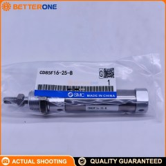 SMC CD85F16-25-B ISO 6432 round body cylinder, double-acting single rod, Ø16 × 25 mm, built-in magnet, auto switch band type, rubber cushion, M5 ports, M6 rod thread, max 1.0 MPa.