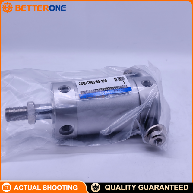 SMC CDG1TN63-40-XC6 CG1 Round Body Air Cylinder, Double-Acting Single Rod, Head Trunnion Mount, 63mm Bore, 40mm Stroke, Rubber Bumper, Built-in Magnet for Auto Switch, Rc1/4 Port, XC6 Stainless Piston Rod & Rod End Nut