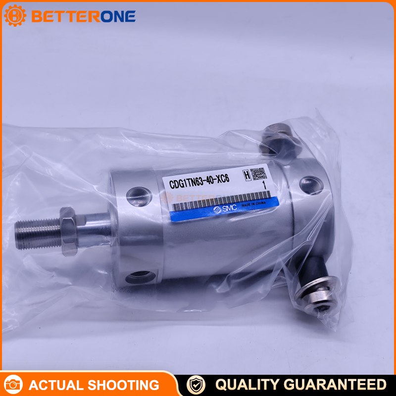 SMC CDG1TN63-40-XC6 CG1 Round Body Air Cylinder, Double-Acting Single Rod, Head Trunnion Mount, 63mm Bore, 40mm Stroke, Rubber Bumper, Built-in Magnet for Auto Switch, Rc1/4 Port, XC6 Stainless Piston Rod & Rod End Nut