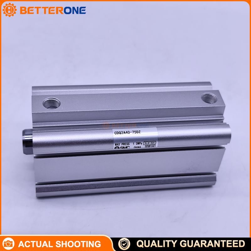 SMC CDQ2A40-75DZ CQ2-Z Compact Cylinder, double-acting single rod, 40mm bore × 75mm stroke, built-in magnet (auto-switch ready), 4-surface switch mounting, Rc port thread for 32–100 bores (Rc1/4 typical for 40mm)—for clamping/pushing/positioning.