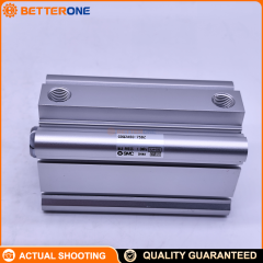 SMC CDQ2A50-75DZ CQ2-Z compact cylinder, 50mm bore × 75mm stroke, double-acting single rod, built-in magnet (auto-switch capable), switch grooves on 4 surfaces, Rc1/4 ports, for clamping/pushing/positioning automation.