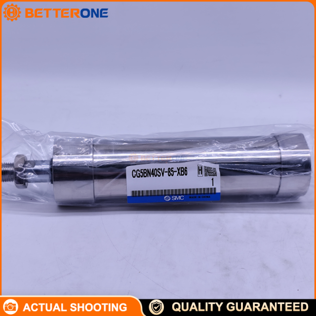 SMC CG5BN40SV-85-XB6 CG5-S stainless steel air cylinder, double-acting single rod, B basic mounting, N = rubber bumper type (XB6 high-temp notes apply), Ø40 × 85 mm, V = FKM seals, Rc 1/8 ports, -10 to 150°C heat-resistant (-XB6),