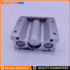 SMC EMGQM25-25 MGQ Compact Guided Cylinder (MGQM slide bearing), 25mm bore / 25mm stroke, double-acting, built-in magnet for auto switches, selectable port thread (Rc/NPT/G; European typically G1/8), rubber bumper both ends, non-lube.
