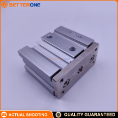 SMC EMGQM25-25 MGQ Compact Guided Cylinder (MGQM slide bearing), 25mm bore / 25mm stroke, double-acting, built-in magnet for auto switches, selectable port thread (Rc/NPT/G; European typically G1/8), rubber bumper both ends, non-lube.