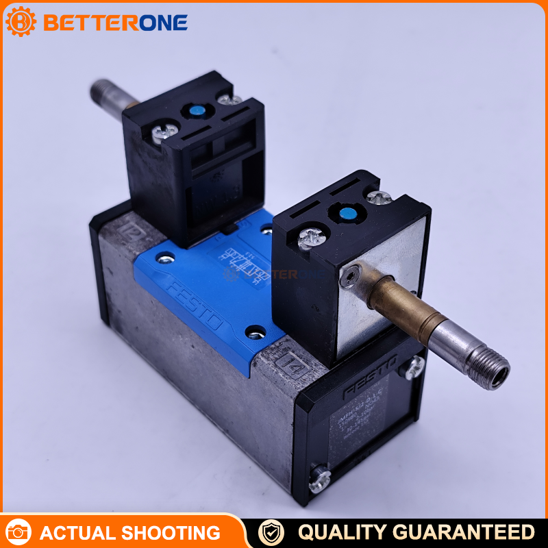 Festo JMFH-5/2-D-1-C (150980) 5/2 bistable solenoid valve, ISO 5599-1 sub-base size 1, G1/4 ports, 1200 l/min, 42 mm width, 2–10 bar, piston gate valve, manual overrides, solenoid coil ordered separately.