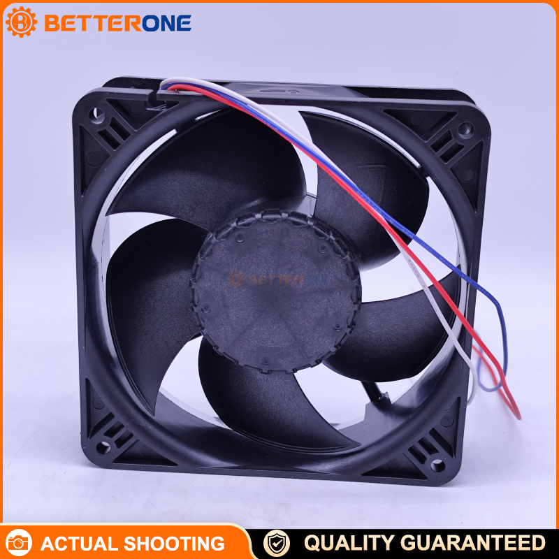 ebm-papst 4414/2HH (related variant: 4414 HH) 24VDC axial cooling fan, 120×120×38mm, 3-wire leads, ball bearing, high airflow about 280–285 m³/h (~167.9 CFM) for control cabinets, inverters/drives, industrial power cooling.
