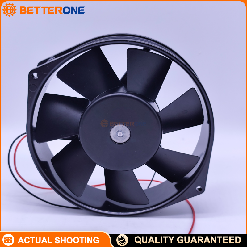 ebm-papst 7114N 24VDC DC axial cooling fan, Ø150×38mm, ball bearing, ~212 CFM (~5.94 m³/min), 12W, ~2850 RPM, wire leads—ideal for control panels, power supplies, inverters and drives cooling
