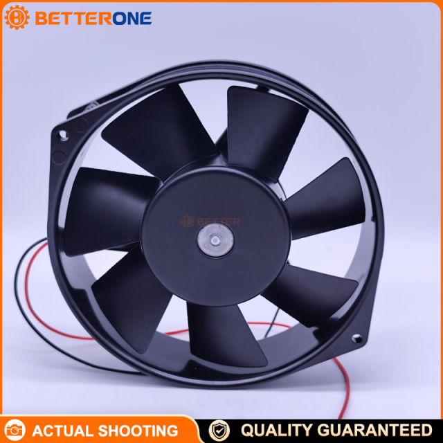 ebm-papst 7114N 24VDC DC axial cooling fan, Ø150×38mm, ball bearing, ~212 CFM (~5.94 m³/min), 12W, ~2850 RPM, wire leads—ideal for control panels, power supplies, inverters and drives cooling