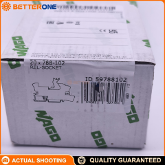 WAGO 788-102 Relay Socket (socket only), Series 788, DPDT (2 changeover contacts), for 15 mm basic relays, DIN-35 rail mount, Push-in CAGE CLAMP® wiring, rated 300 V, 8 A continuous current, gray.