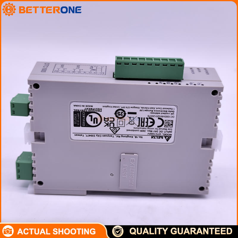 Delta DTC1000V Process & Temperature Controller (DT series), 24VDC supply, DIN-rail/chassis mount, supports TC/RTD plus 0–10V, 0/4–20mA, 0–50mV analog inputs, RS-485 Modbus, ON/OFF & PID control, voltage (external SSR) output