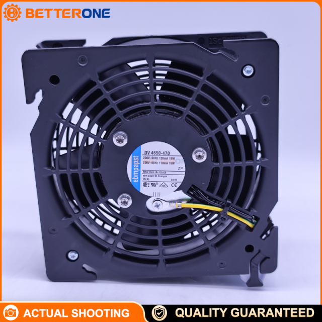 ebm-papst DV4650-470 Filter Fan for control cabinets (terminal connection), 230VAC 50/60Hz, power 17.7W@50Hz / 16.1W@60Hz, speed 2650/3100rpm, operating temp -10~55°C—for cabinet ventilation & heat dissipation.