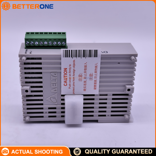 Delta DVP08SN11R DVP-S PLC Digital Output Module, 8-point relay output (8DO), 24VDC supply, DIN-rail mount, pluggable screw terminals, 1.5A/point, 5A common, contacts rated 250VAC/30VDC for I/O expansion and load switching.