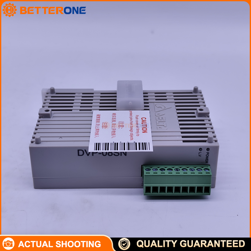 Delta DVP08SN11R DVP-S PLC Digital Output Module, 8-point relay output (8DO), 24VDC supply, DIN-rail mount, pluggable screw terminals, 1.5A/point, 5A common, contacts rated 250VAC/30VDC for I/O expansion and load switching.