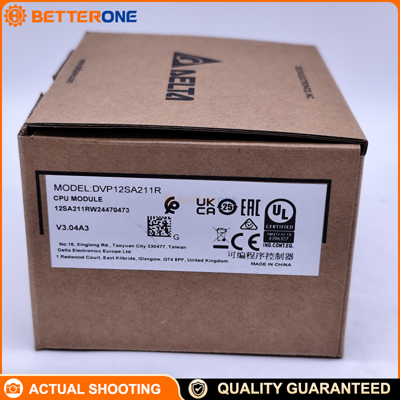 Delta DVP12SA211R DVP-SA2 Slim PLC CPU, 12 I/O (8DI+4DO), 24VDC, relay outputs, built-in 1×RS-232 + 2×RS-485, 16K steps program capacity; supports DVP-S expansion and high-speed I/O for machine automation