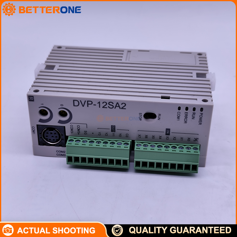 Delta DVP12SA211R DVP-SA2 Slim PLC CPU, 12 I/O (8DI+4DO), 24VDC, relay outputs, built-in 1×RS-232 + 2×RS-485, 16K steps program capacity; supports DVP-S expansion and high-speed I/O for machine automation