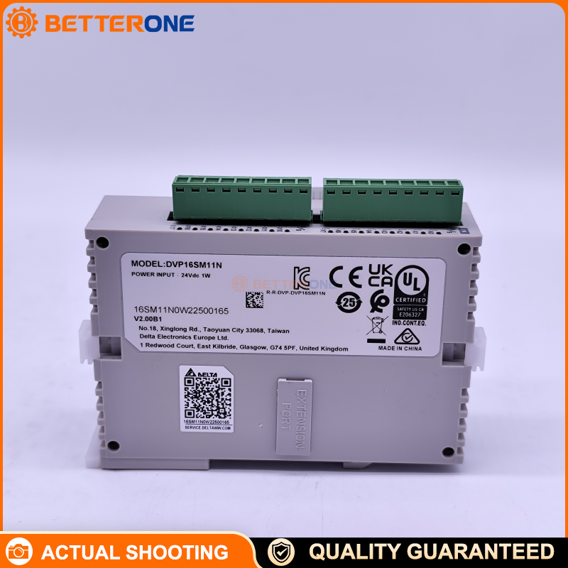 Delta DVP16SM11N DVP-S Series 16-point Digital Input Expansion Module (16DI), 24VDC DC input (sinking/sourcing), typical input current 5mA, DIN-rail mount, pluggable terminals; for DVP Slim PLC expansion (SS/SA/SX/SV etc.).