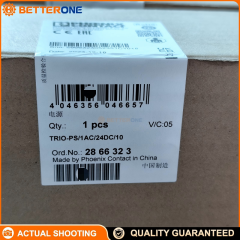 Phoenix Contact 2866323 TRIO-PS/1AC/24DC/10 DIN-rail power supply, 24VDC 10A 240W, 1-phase input 100-240VAC (85-264VAC range), metal housing, ideal for industrial control panels and automation equipment power supply.