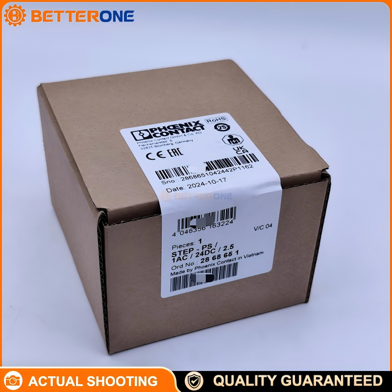 Phoenix Contact 2868651 STEP-PS/1AC/24DC/2.5 DIN-rail power supply, 24VDC 2.5A 60W, 1-phase input 85-264VAC / 95-250VDC, ideal for control panels, building automation, and industrial equipment power supply.