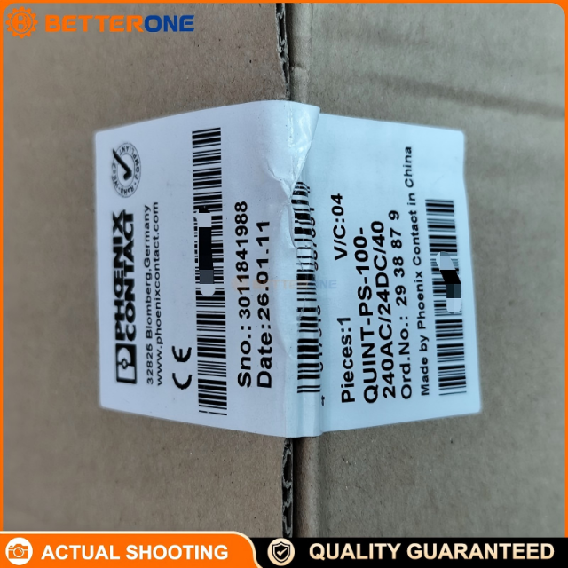 Phoenix Contact 2938879 QUINT-PS-100-240AC/24DC/40 DIN-rail power supply, 24VDC 40A 960W, 1-phase 100-240VAC wide-range input, with active DC OK switching output + relay contact, ideal for industrial control panels