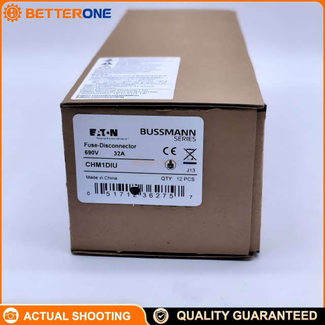 Eaton Bussmann CHM1DIU Modular Fuse Holder, 1 Pole, for 10×38 mm fuses, 30A UL / 32A IEC, 600V UL / 690V IEC, DIN-rail mounting, with status indication, for low-voltage distribution and industrial control protection.