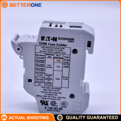 Eaton Bussmann CHM1DIU Modular Fuse Holder, 1 Pole, for 10×38 mm fuses, 30A UL / 32A IEC, 600V UL / 690V IEC, DIN-rail mounting, with status indication, for low-voltage distribution and industrial control protection.