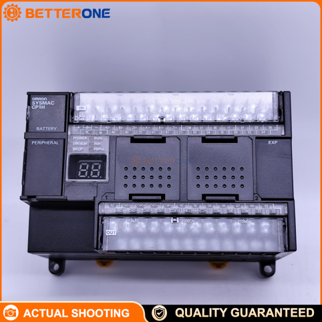Omron CP1H-Y20DT-D CP1H PLC CPU, 20 I/O (12DI+8DO), 24VDC, NPN transistor outputs, 20K steps, 1 MHz high-speed counters/pulse control, ideal for positioning, machine automation, and high-speed motion applications.