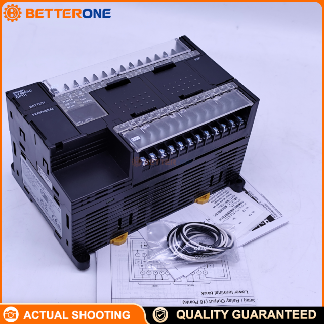 Omron CP1H-Y20DT-D CP1H PLC CPU, 20 I/O (12DI+8DO), 24VDC, NPN transistor outputs, 20K steps, 1 MHz high-speed counters/pulse control, ideal for positioning, machine automation, and high-speed motion applications.