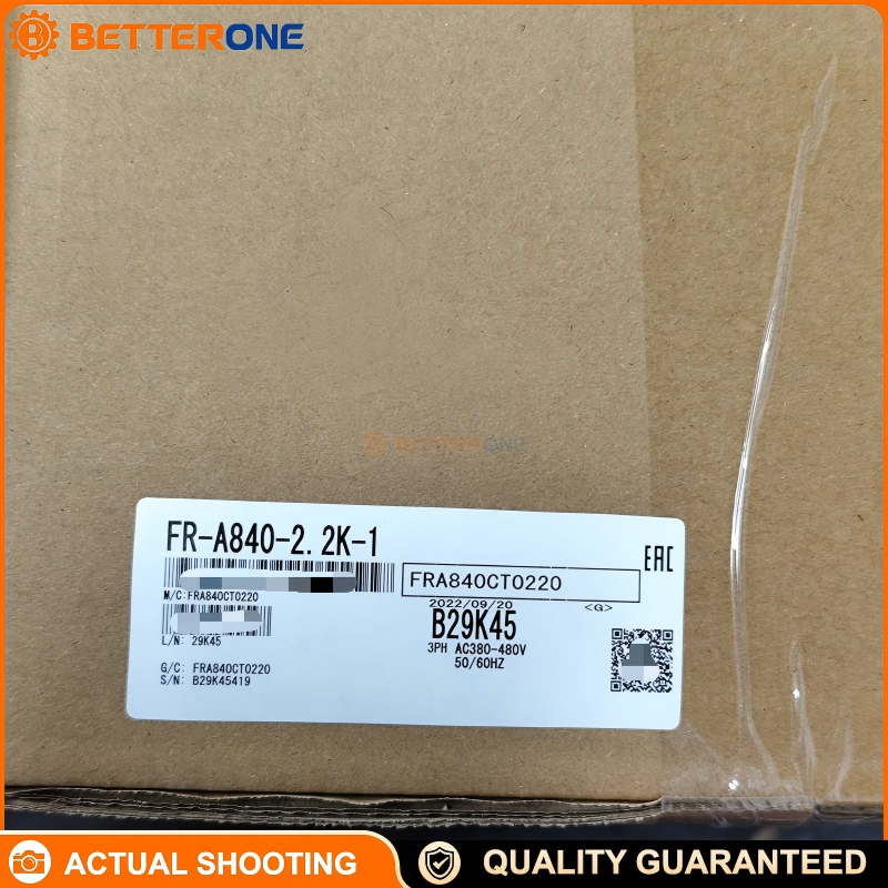 Mitsubishi Electric FR-A840-2.2K-1 FREQROL FR-A800 High-Performance Inverter, 2.2kW, 3-phase 400V class input / 3-phase 380–500V output, rated output current 6A, built for industrial communication and precise motor control