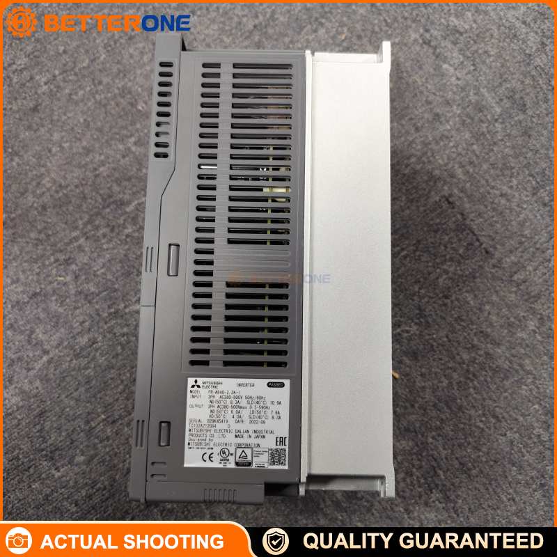 Mitsubishi Electric FR-A840-2.2K-1 FREQROL FR-A800 High-Performance Inverter, 2.2kW, 3-phase 400V class input / 3-phase 380–500V output, rated output current 6A, built for industrial communication and precise motor control