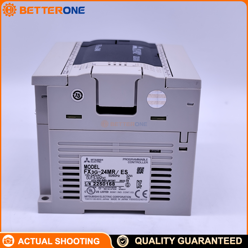 Mitsubishi Electric FX3G-24MR/ES MELSEC-F FX3G PLC CPU, 24 I/O (14DI+10 relay DO), 100–240VAC power supply, 24VDC sink/source inputs, 32K steps program memory, with expansion capability and high-speed counting/positioning functions