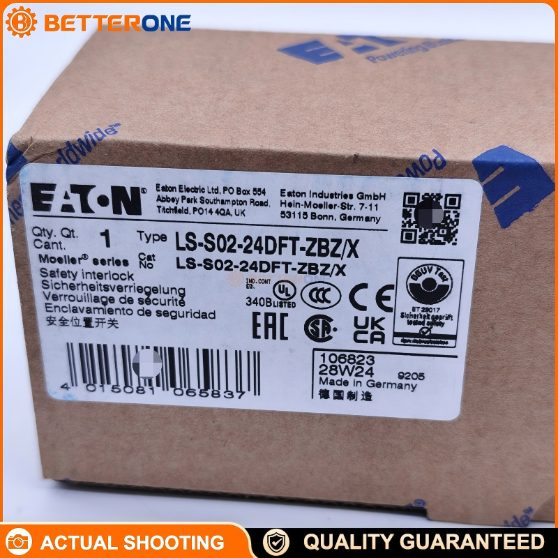 Eaton LS-S02-24DFT-ZBZ-X LS-Titan Safety Interlock Switch, 24VDC, 2NC, positive opening contacts, screw terminals, IP66/IP67, cabinet door interlock safety switch for industrial enclosures and machine guard doors.