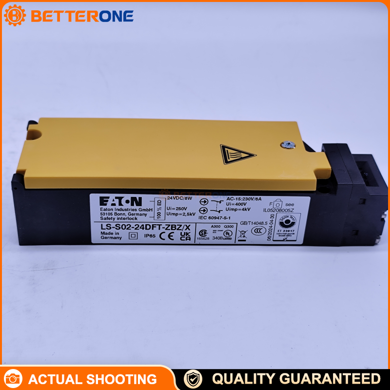 Eaton LS-S02-24DFT-ZBZ-X LS-Titan Safety Interlock Switch, 24VDC, 2NC, positive opening contacts, screw terminals, IP66/IP67, cabinet door interlock safety switch for industrial enclosures and machine guard doors.
