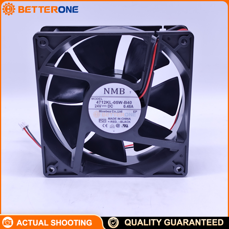 NMB Technologies 4712KL-05W-B40-P00 DC Axial Fan 119x119x32mm 24VDC Ball Bearing Cooling Fan with 111.9 CFM Airflow, 3100 RPM, 82 Pa Static Pressure, Wire Leads, Industrial Thermal Management Fan for Control Cabinets and Equipment Cooling