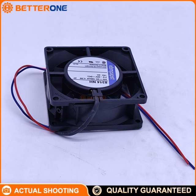 Ebm-papst 8314NH DC Axial Compact Fan 80x80x32mm 24VDC Ball Bearing Cooling Fan with 5300 RPM Speed, 80 m3/h Airflow, 42 dB(A) Noise, Wire Leads, Industrial Thermal Management Fan for Control Cabinets, Electronics and Automation Equipment