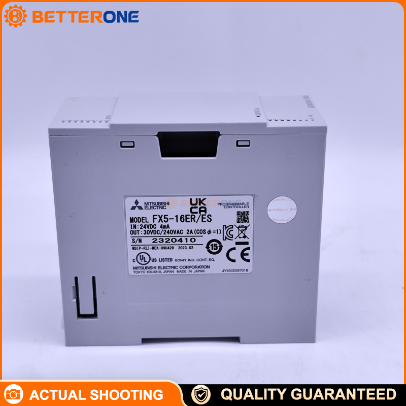 Mitsubishi Electric FX5-16ER/ES MELSEC iQ-F PLC I/O Expansion Module with 8 Points 24V DC Sink/Source Inputs, 8 Relay Outputs, Screw Terminal Block, Compact Digital I/O Extension for Industrial Automation Control Systems