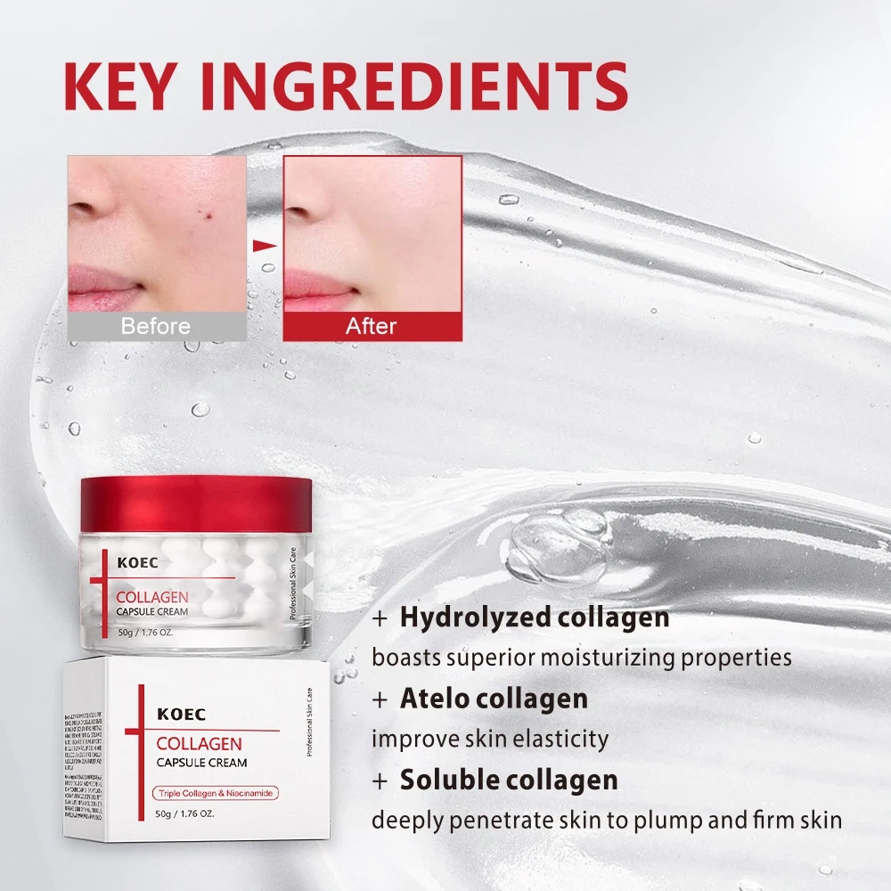 KOEC Collagen Capsule Cream 50g  Deep Collagen Retinol Power Boosting Capsule Cream Skin Firming Hydration for Skin Moisturizer