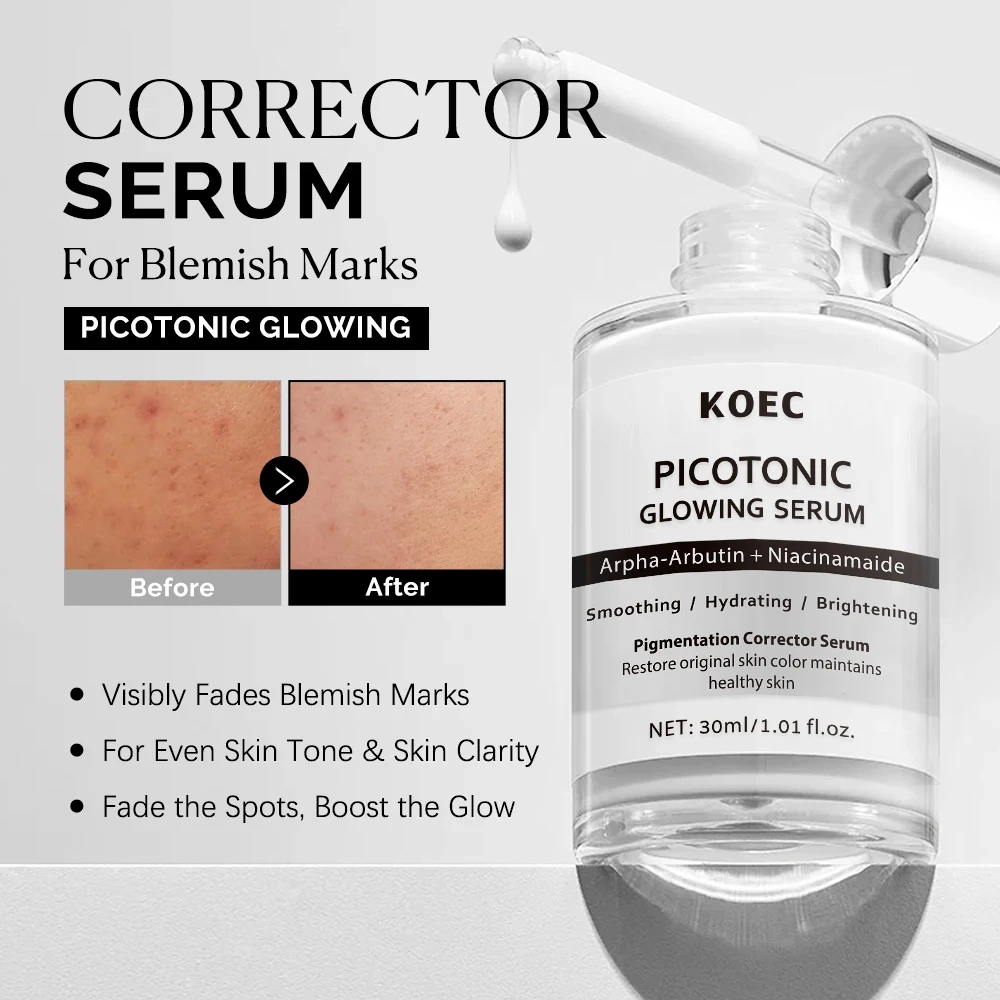 Pink Spicule Serum & Picotonic Shot Ampoule Private Label , KOEC Pore & Spot Care Set for Shrinks Pores & Fades Blemish Marks