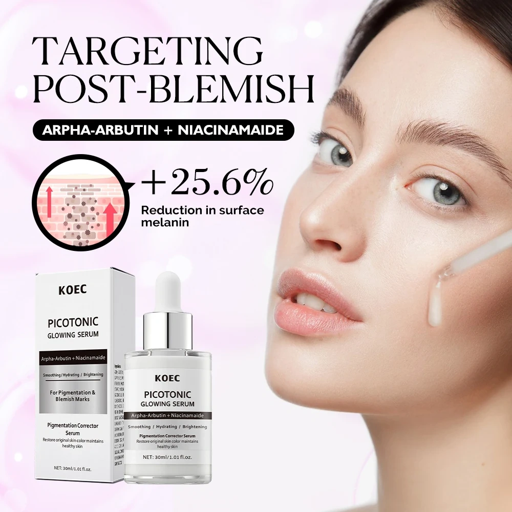 Pink Spicule Serum & Picotonic Shot Ampoule Private Label , KOEC Pore & Spot Care Set for Shrinks Pores & Fades Blemish Marks