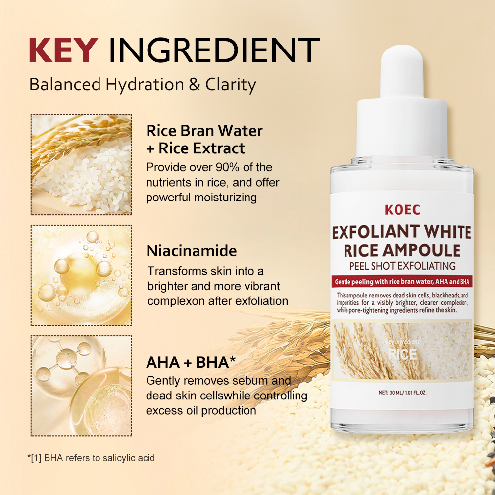Peel Shot Glow Rice Ampoule Duo - Serums for Brightening, Exfoliating, and Moisturizing - Suitable for All Skin Types