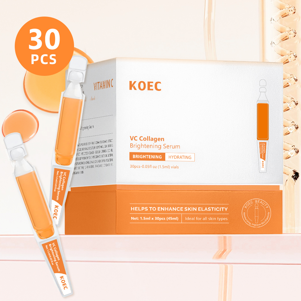 Collagen VC Brightening Essence, 30 Vials of 1.5ML, Hydrating Moisture Booster, Facial Serum for Healthy Glow and Intense Hydration