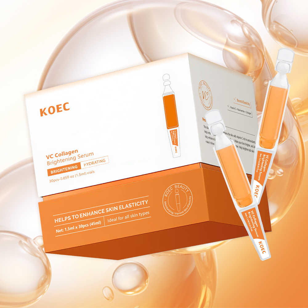 Collagen VC Brightening Essence, 30 Vials of 1.5ML, Hydrating Moisture Booster, Facial Serum for Healthy Glow and Intense Hydration