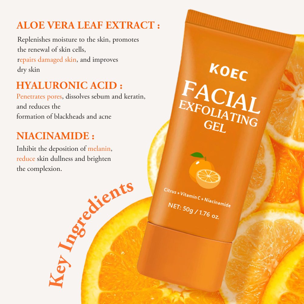 Vitamin C Exfoliating Gel for Radiant Skin, Deep Cleansing and Hydrating Formula, Gentle Peeling for Smooth Complexion