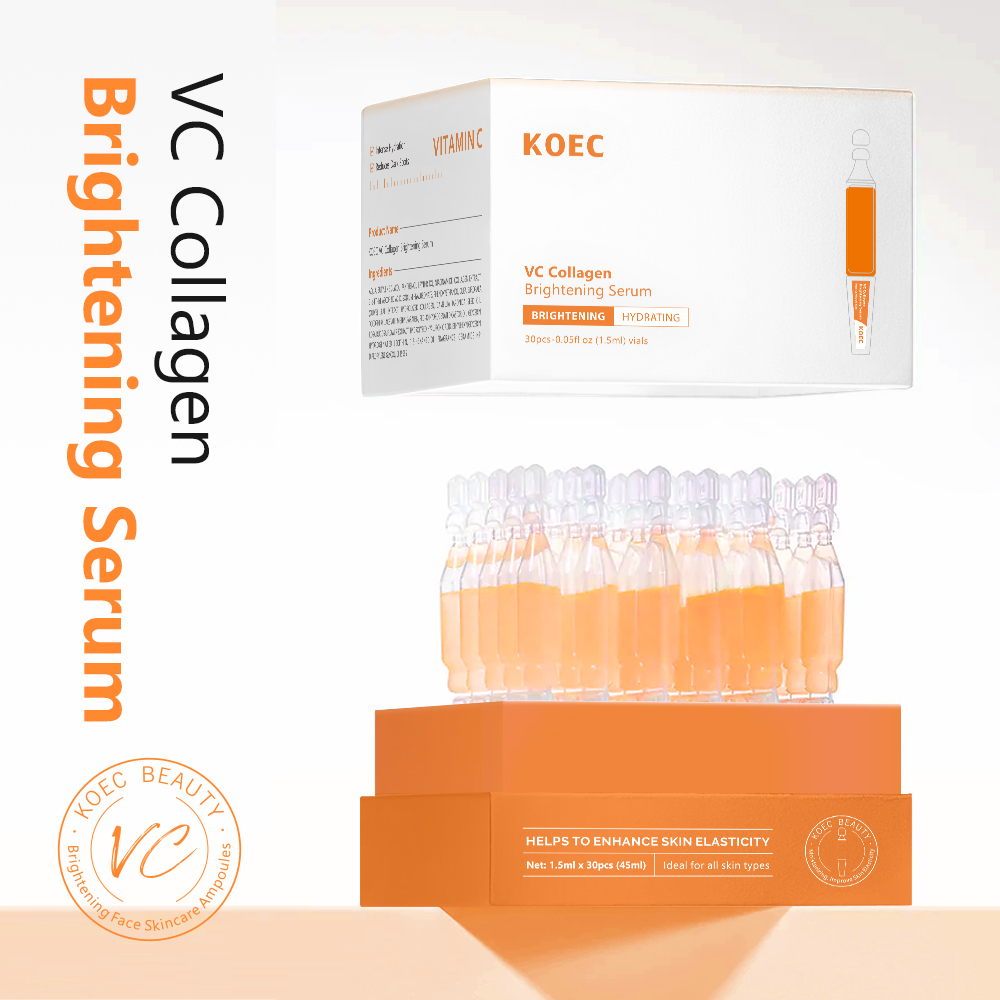 Collagen VC Brightening Essence, 30 Vials of 1.5ML, Hydrating Moisture Booster, Facial Serum for Healthy Glow and Intense Hydration