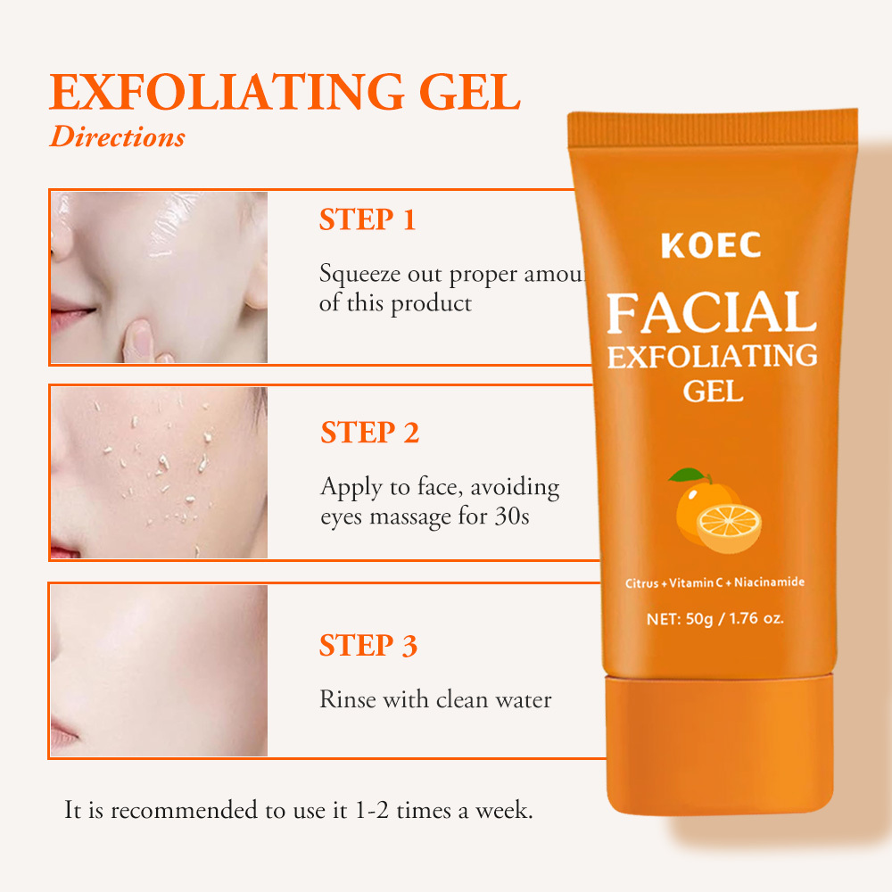 Vitamin C Exfoliating Gel for Radiant Skin, Deep Cleansing and Hydrating Formula, Gentle Peeling for Smooth Complexion