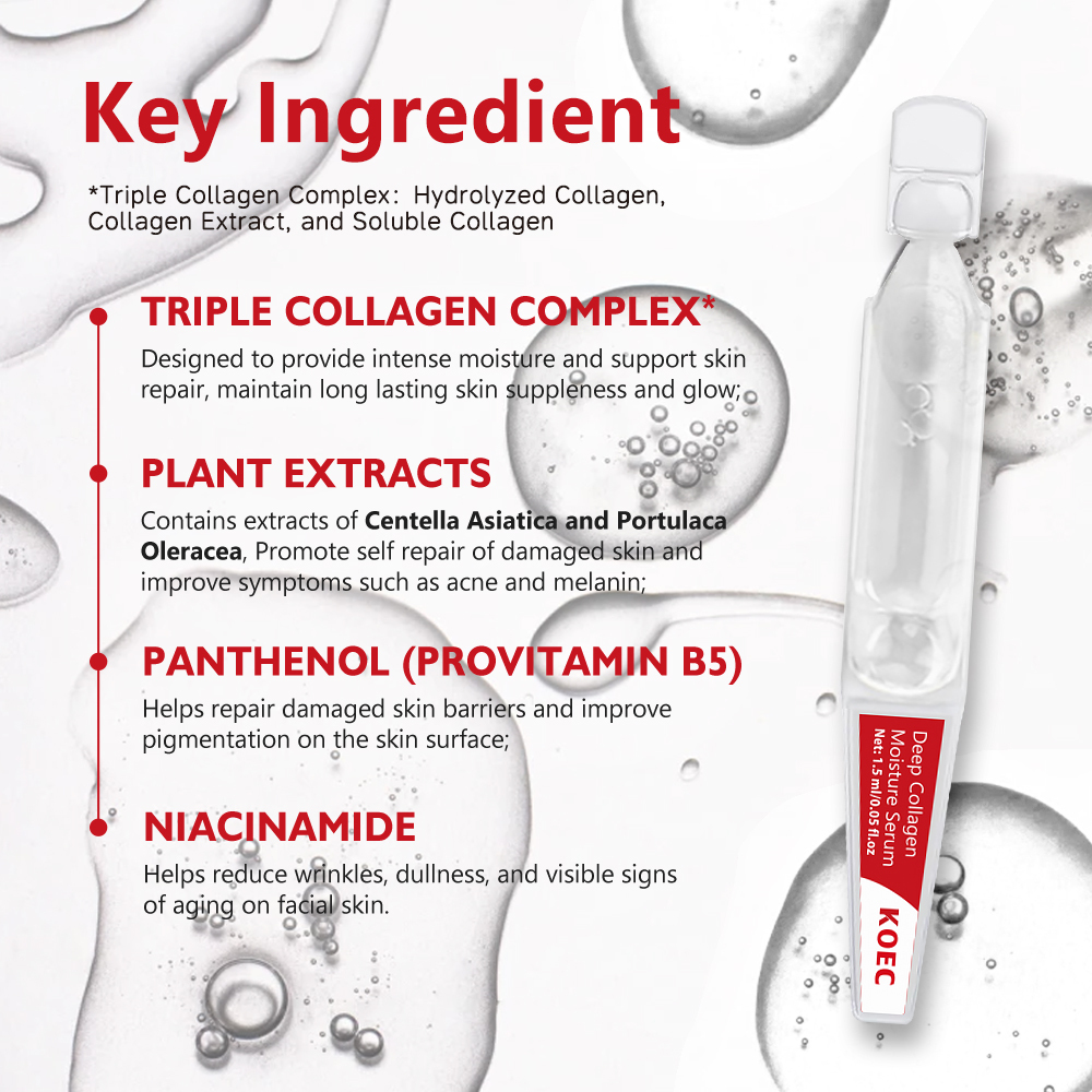 Triple Collagen & HA Serum,Ultra-Hydrating Repair Serum,Single-Use Vials Deep Collagen Serum Skincare Hyaluronic Acid