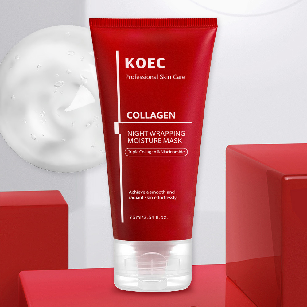 Night Wrapping Moisture Mask-Glowy Skin 2.54 fl. oz with Triple Collagen & Niacinamide for Radiant, Smooth Skin, Facial Skincare