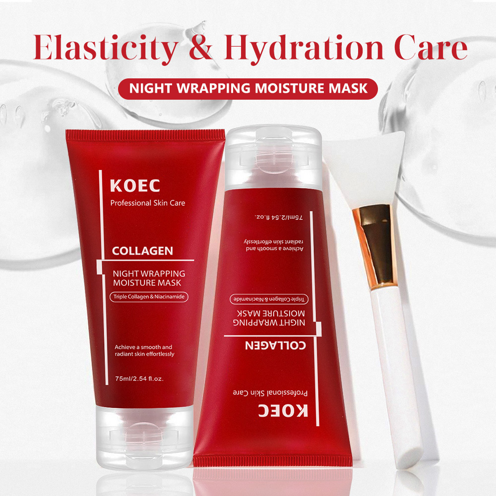 Night Wrapping Moisture Mask-Glowy Skin 2.54 fl. oz with Triple Collagen & Niacinamide for Radiant, Smooth Skin, Facial Skincare
