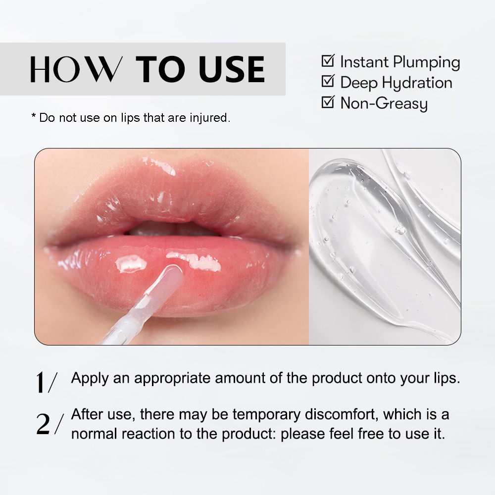 Black/Silver Transparent Lip Oil, Moisturizing Glossy Lip Balm, Hydrating Lip Care, Plumping Effect, Long-Lasting Shine